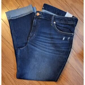 NWT Lee Ankle Jeans Women 18M Blue Relaxed Fit Stretch Frayed Cuffed